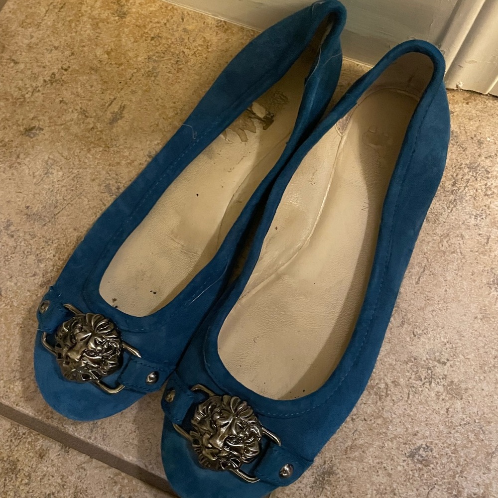 Blue Women's Flats with Silver Detail